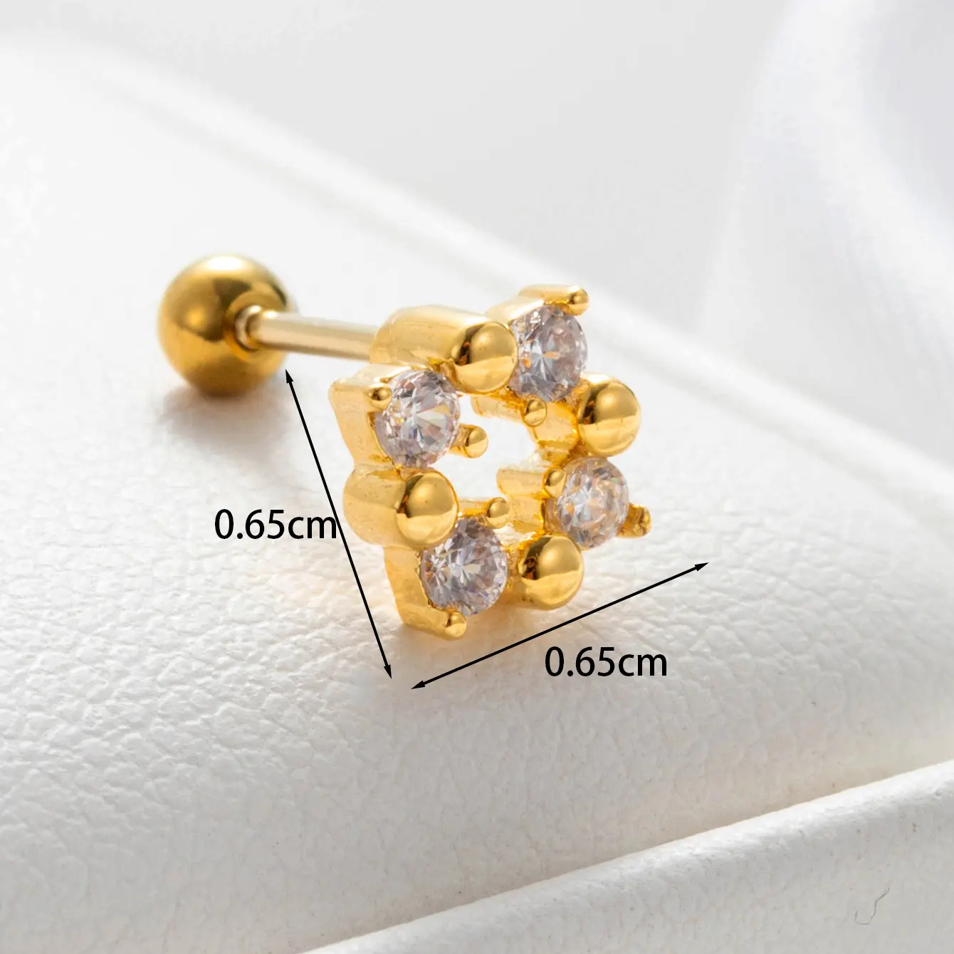 1 Piece Simple Series  Geometric Copper   Gold Color Zircon Women's Stud Earrings h5 